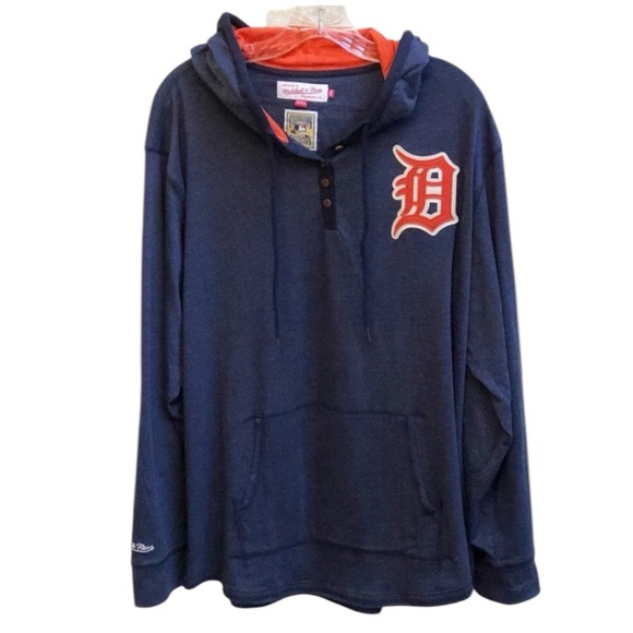MITCHELL & NESS Men's Detroit Tigers Lightweight Hoodie Blue 2XL (XXL) - Picture 1 of 7